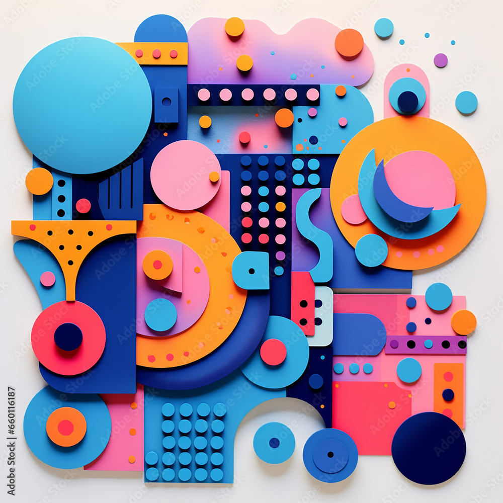 colorful funky design using different shapes of blue created with Generative Ai colorful funky design using different shapes of blue created with Generative Ai