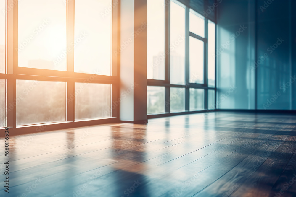 Obraz premium Empty office with big windows in background