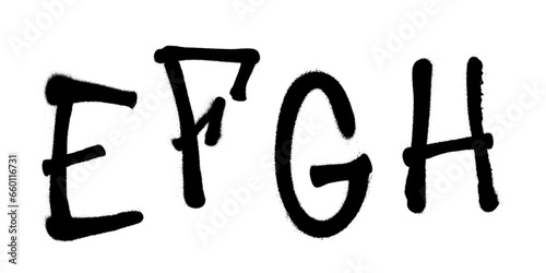 Graffiti spray font alphabet with a spray in black over white. Vector illustration. Part 1