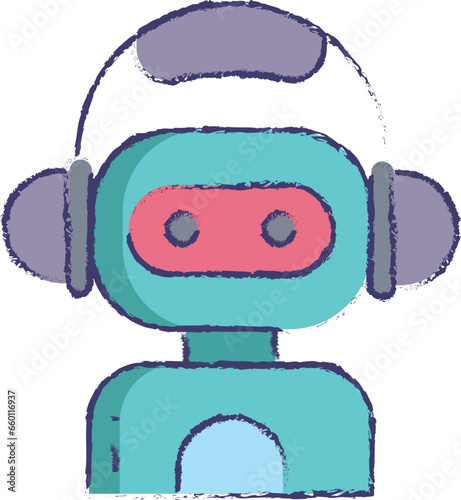 Bot Assistant hand drawn vector illustration