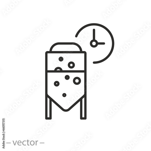 fermentation industry icon, drink production, thin line symbol on white background - editable stroke vector illustration eps10