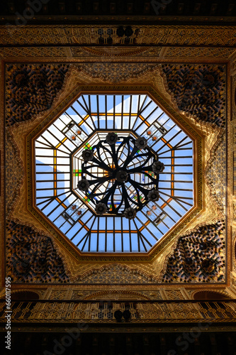 Skylight dome in the Royal Casino of Murcia, an ancient building in the Spanish city