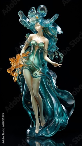Murano art glass sculpture fairy princess high fan Ai generated art