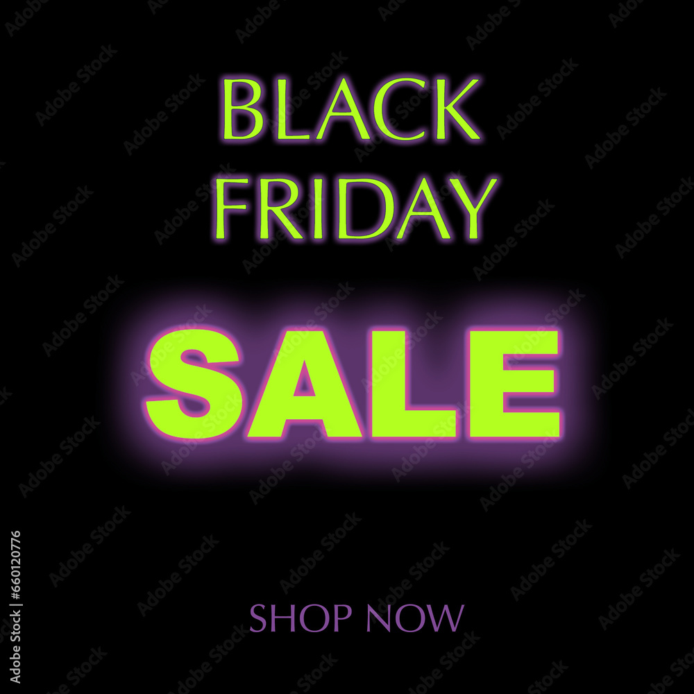 Black Friday Sale neon banner. 