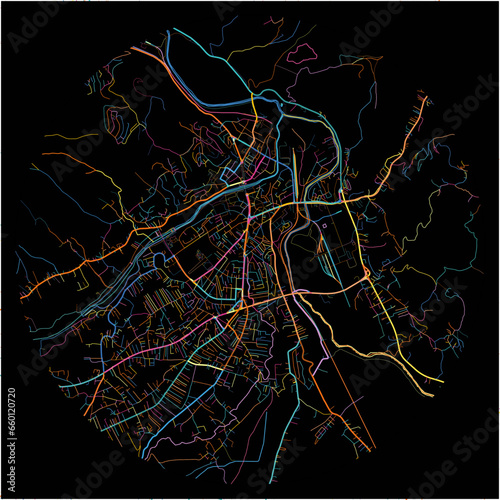 Colorful Map of Mitrovice-KosovskaMitrovica  District of Mitrovica with all major and minor roads.