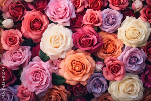 multicolor roses close up background