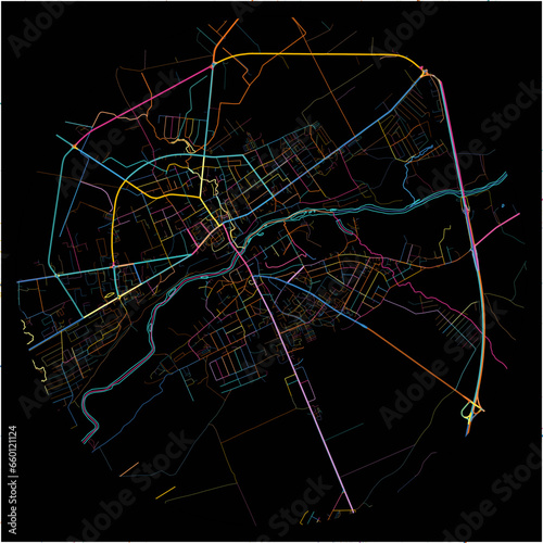 Colorful Map of Ukmerge, Vilnius County with all major and minor roads.