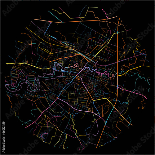 Colorful Map of Plunge, Telšiai County with all major and minor roads.