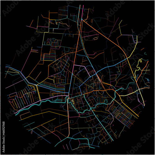 Colorful Map of Silute, Klaipėda County with all major and minor roads.