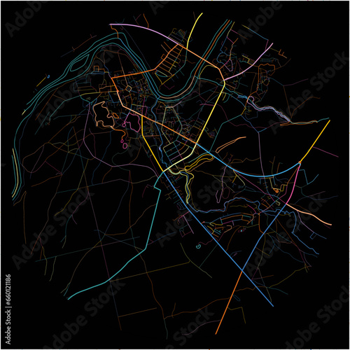 Colorful Map of Druskininkai, Alytus County with all major and minor roads.