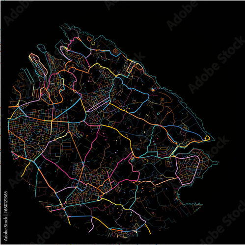 Colorful Map of Zabbar, South Eastern Region with all major and minor roads.