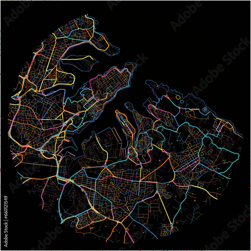 Colorful Map of Senglea, South Eastern Region with all major and minor roads.