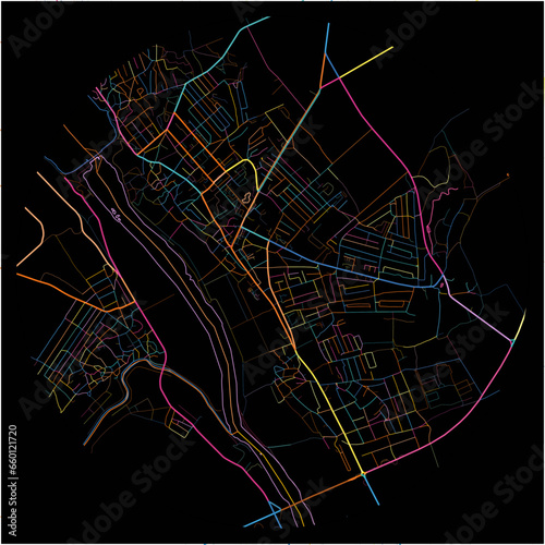 Colorful Map of Dubasari, Transnistria with all major and minor roads.