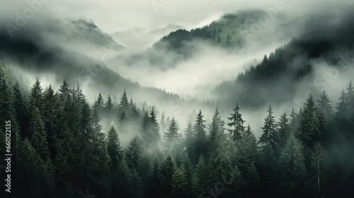 Panel kuchenny z motywem fog over mountains,dark forest