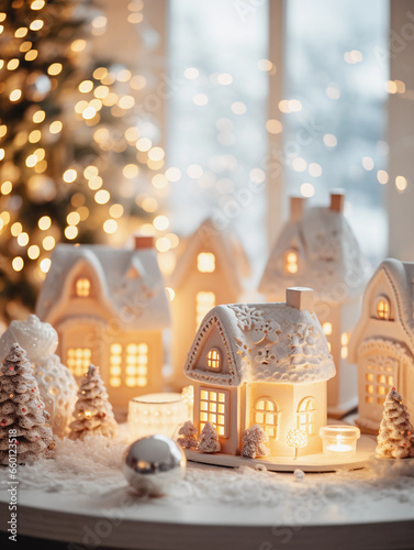 A table with christmas decorations
