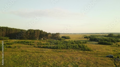 Wallpaper Mural Landscape view from drone, yellow and green fields and haystacks Torontodigital.ca