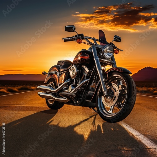 motorcycle on sunset