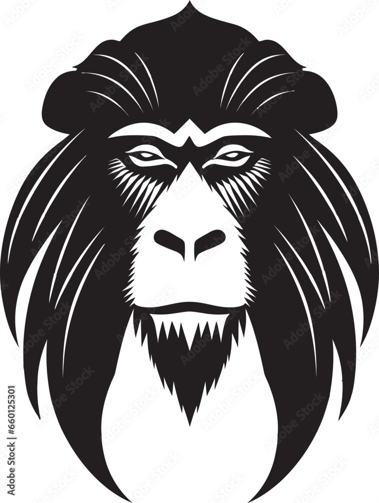 Baboon Monochrome Insignia Majestic Baboon Symbol