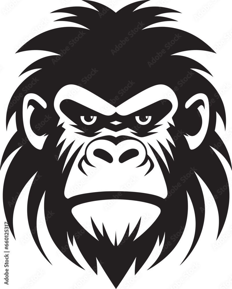 Flat Design Monkey Badge Majestic Baboon Emblem