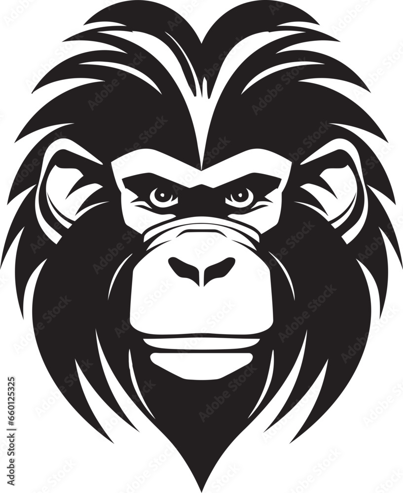 Stylish Primate Seal Black Baboon Head Emblem
