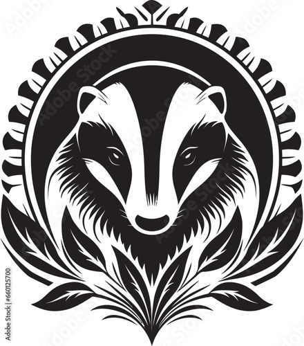 Fotografie, Tablou Badger Lineage Badge Badger Heraldic Symbol