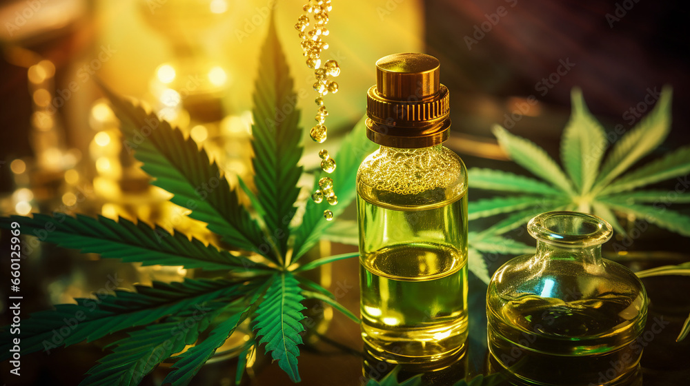a dropper filled with golden cannabis on a glass container created with Generative Ai a dropper filled with golden cannabis on a glass container created with Generative Ai