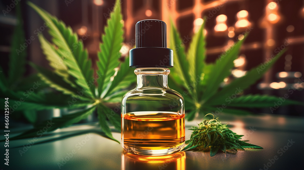 a dropper filled with golden cannabis on a glass container created with Generative Ai a dropper filled with golden cannabis on a glass container created with Generative Ai