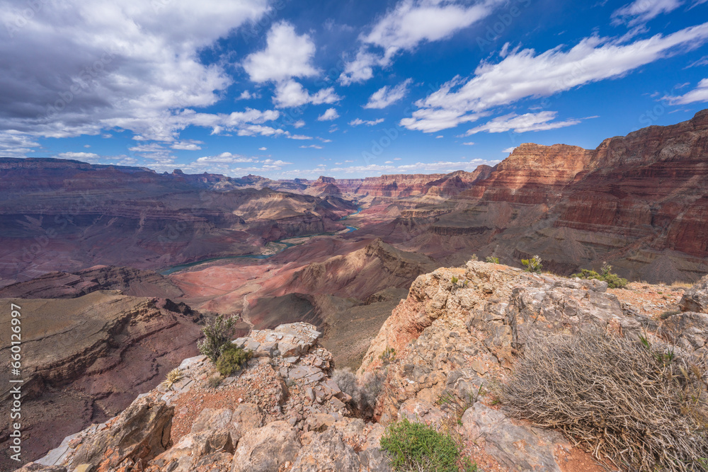 hiking the tanner trail in grand canyon national park, arizona, usa