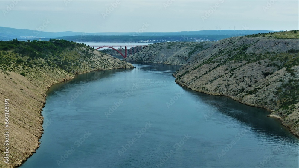 Fototapeta premium Seascape with bridge and bay