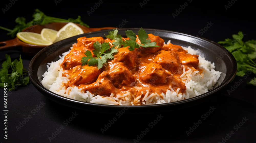 chicken tikka masala curry with naan