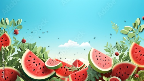 watermelon and other kinds of refreshing summer fruit photo