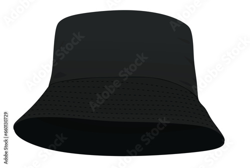 Black  fisherman hat. vector illustration