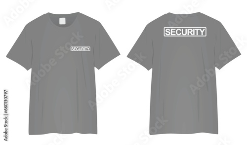  Grey security t shirt. vector illustration