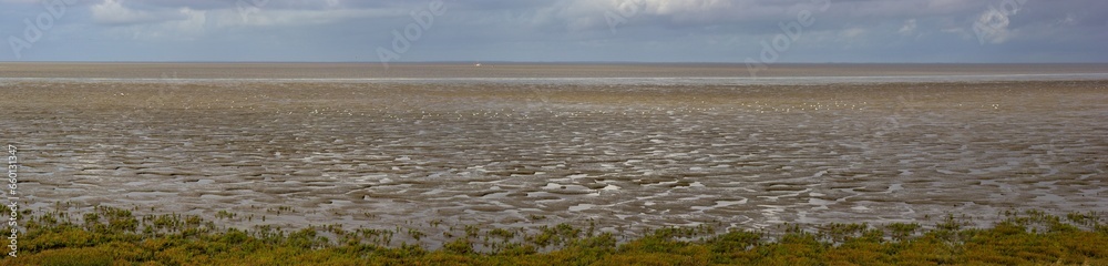 Φωτογραφία Panoramic view of the coast of the Wadden Sea in Friesland, the Netherlands