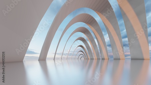 Fototapeta Naklejka Na Ścianę i Meble -  Abstract architecture background arched interior 3d render