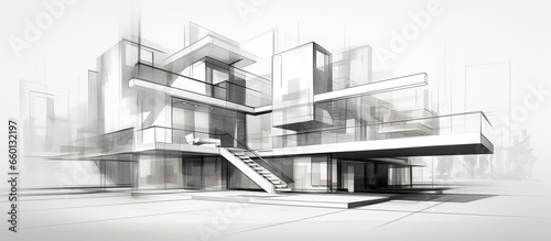 Illustration of a concept sketch for architecture