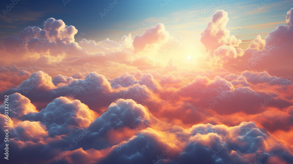 Sunset Sunrise Sky with Colorful Clouds Graphic Resource, Generative AI