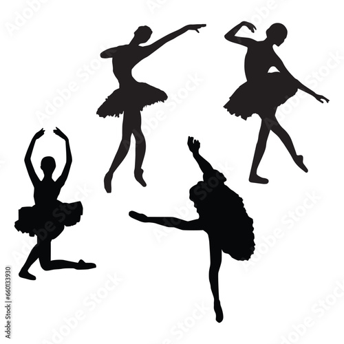 Vector illustration of female ballet dancer silhouette