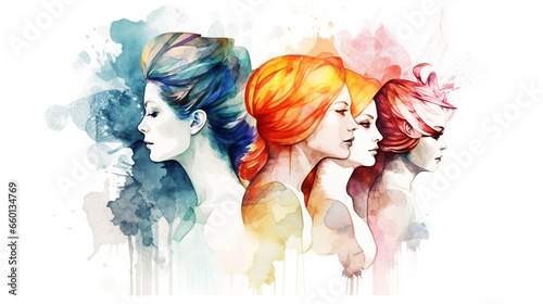 Abstract fashion watercolor illustration of person