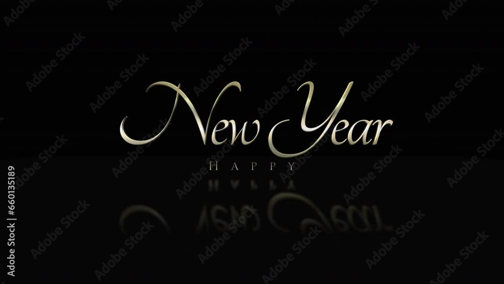 Elegance and festive style Happy New Year text set against a sophisticated black gradient background, this motion promo is an ideal for any winter holiday or seasonal marketing campaign Elegance and festive style Happy New Year text set against a sophisticated black gradient background, this motion promo is an ideal for any winter holiday or seasonal marketing campaign