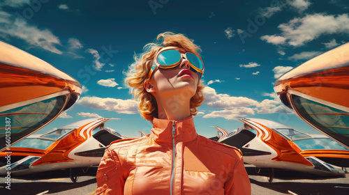 Portrait of retro futuristic woman, sci-fi styled