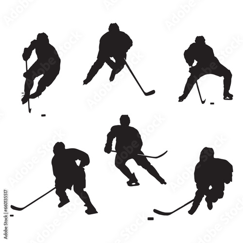 Ice Hockey Players Vector Silhouette