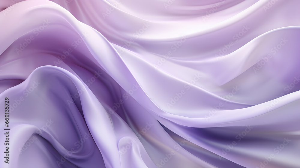 Fototapeta premium Beautiful silk flowing swirl of pastel gentle calming lilac and light purple cloth background. Mock up template for product presentation. 