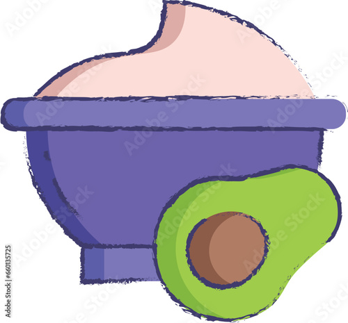 avocado puree for baby hand drawn vector illustration