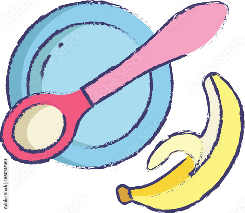 banana puree hand drawn vector illustration