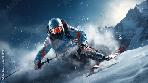 Snowboarder in mountains. Extreme winter sport. © Ceyhun