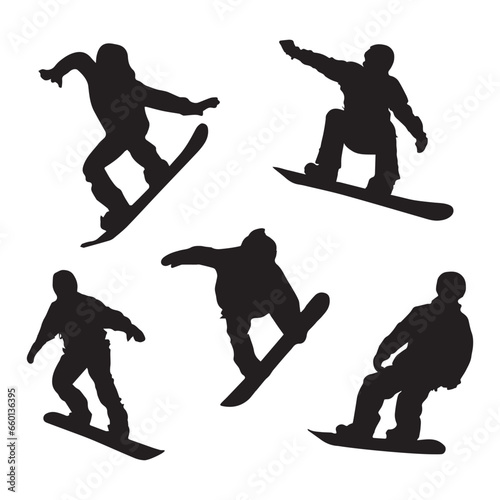 Snowboarding Silhouette Vector Illustration
