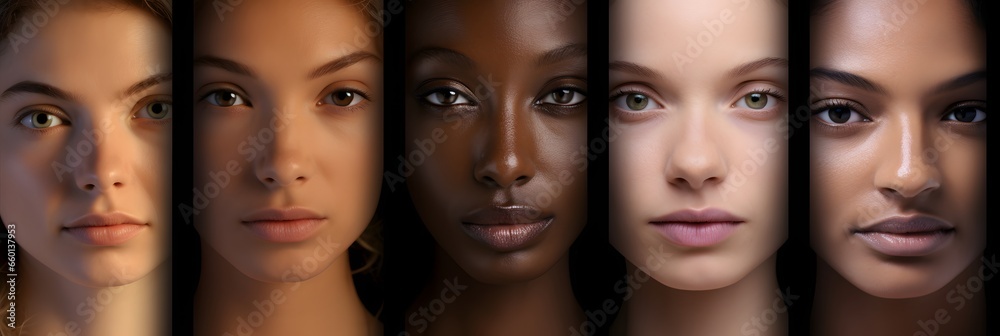 Obraz premium A diverse group of women showcasing various facial expressions