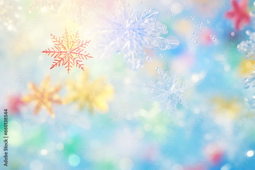 Beautiful Christmas background with bright flowers, snowflakes and bokeh effect. Beautiful Christmas background with bright flowers, snowflakes and bokeh effect.