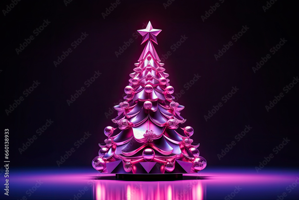 Abstract christmas tree with lights, generative ai Abstract christmas tree with lights, generative ai